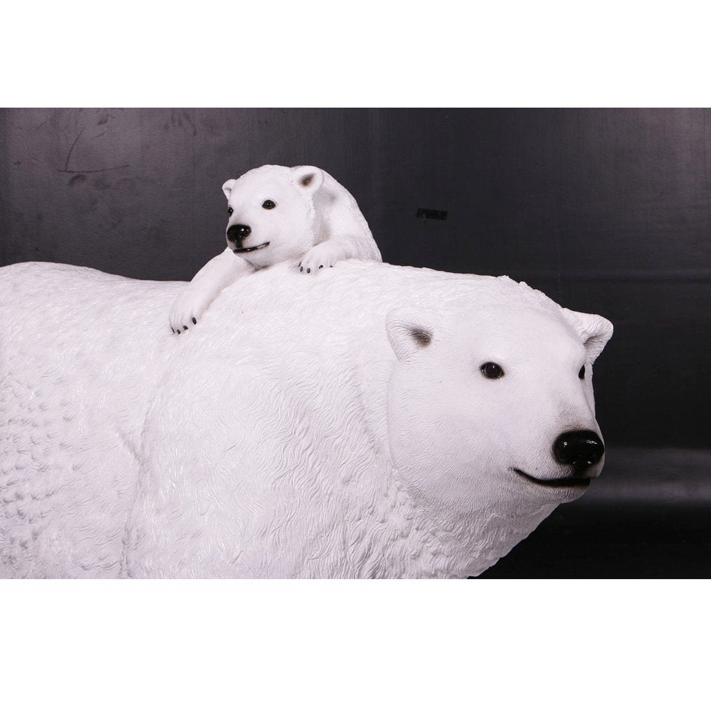 Polar Bear beeld met jong – IJsbeer lengte 190 cm, Ophalen, Nieuw, Overige typen