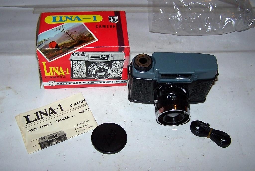 Vintage Lina-1 (Diana) rolfilmcamera voor 120 film in ovp.Nw, Ophalen of Verzenden, Nieuw, Compact, Overige Merken