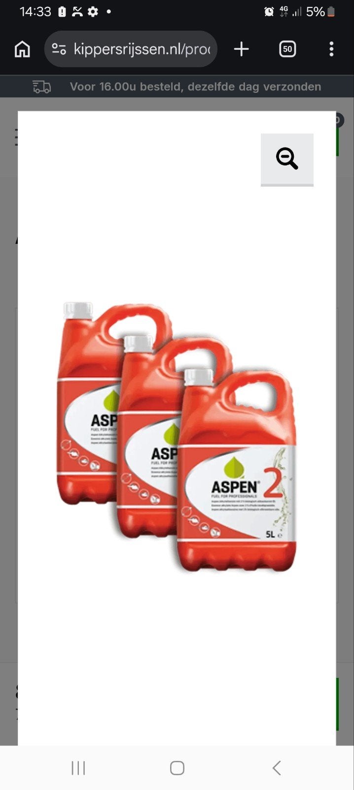 Aspen brandstof 3x 5 liter normaal 90 euro nu voor 50 euro, Ophalen