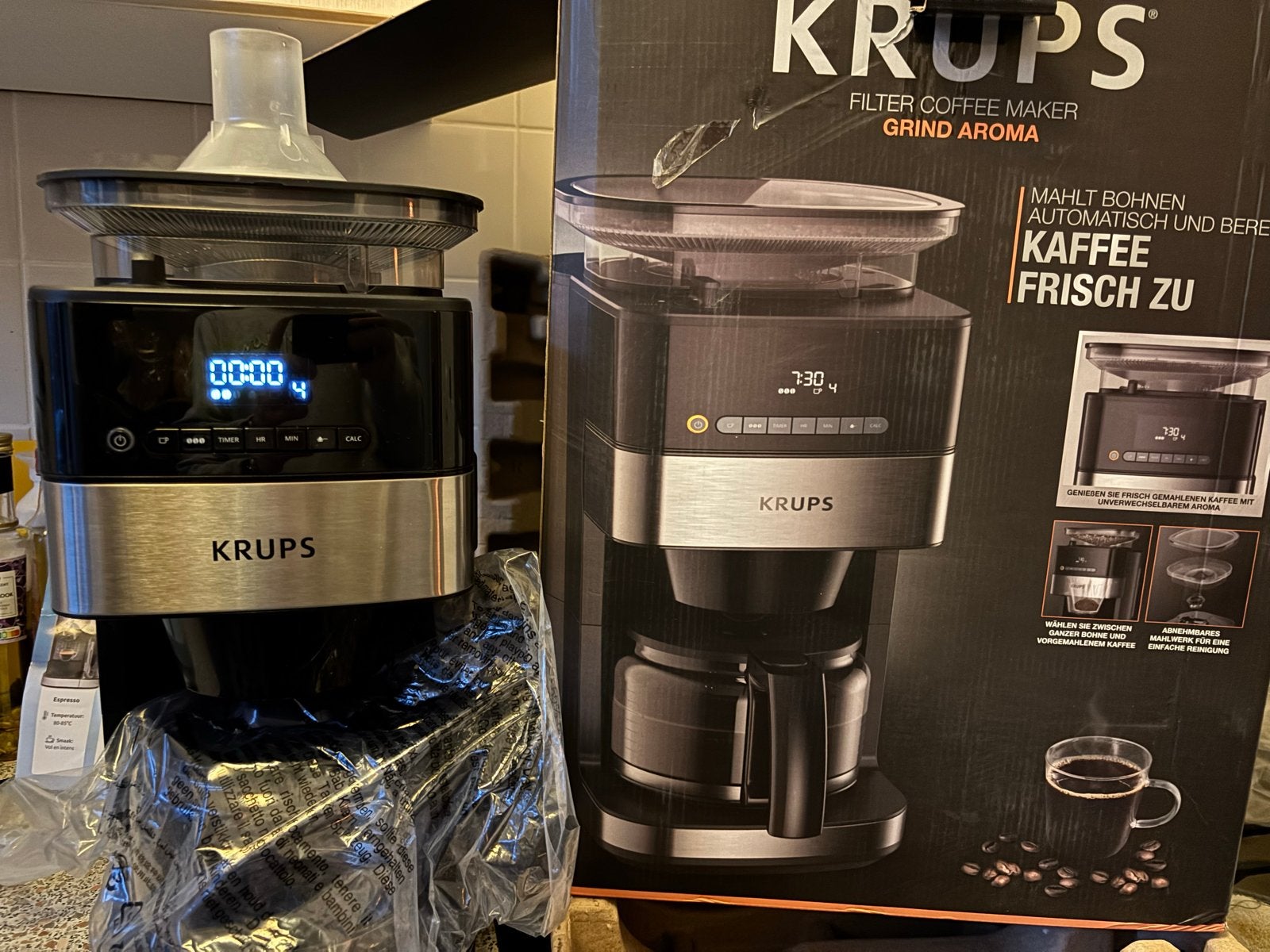 Krups Filter Koffiezetapparaat Grind& brew km8328 als nieuw, Witgoed en Apparatuur, Koffiezetapparaten, Nieuw, Koffiebonen, Koffiemachine