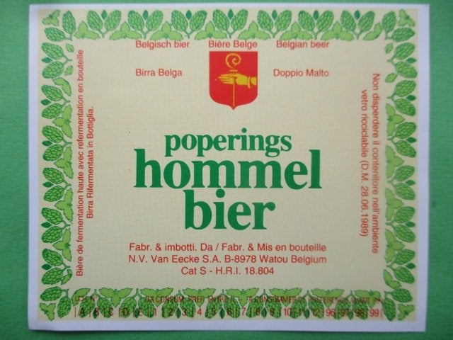 bieretiket Belgie 29-7 (6D) v eecke, Ophalen of Verzenden, Nieuw, Overige typen, Overige merken