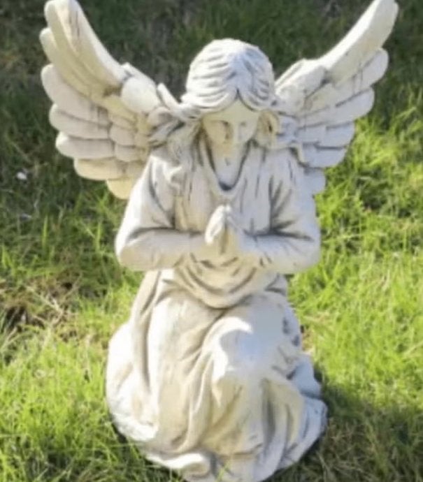 Prachtig tuinbeeldje Engel biddend wit (25cm), Ophalen of Verzenden, Nieuw, Kunststof