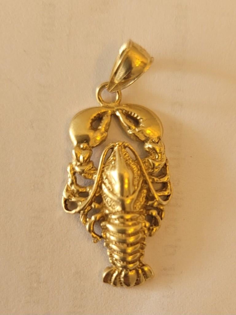 Sterrenbeeld Kreeft 14 karaat, Overige voorstellingen, Ophalen of Verzenden, Zo goed als nieuw, Goud