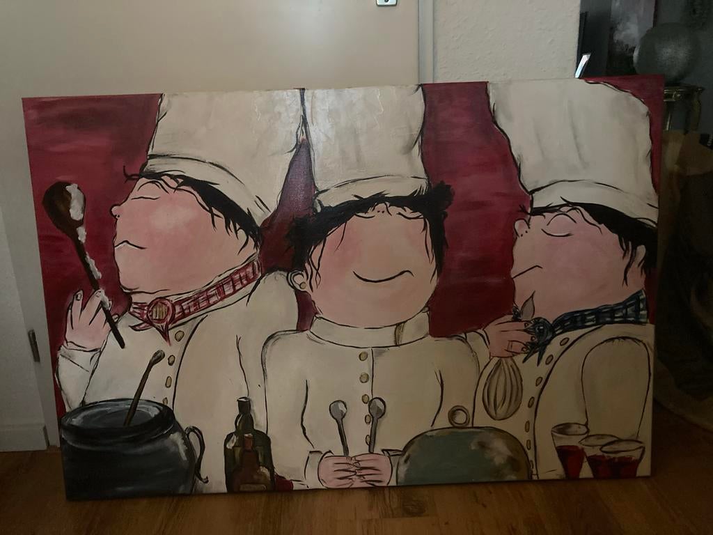Schilderij "3 koks" - Geïnspireerd door Gerdine Duijsens, Ophalen