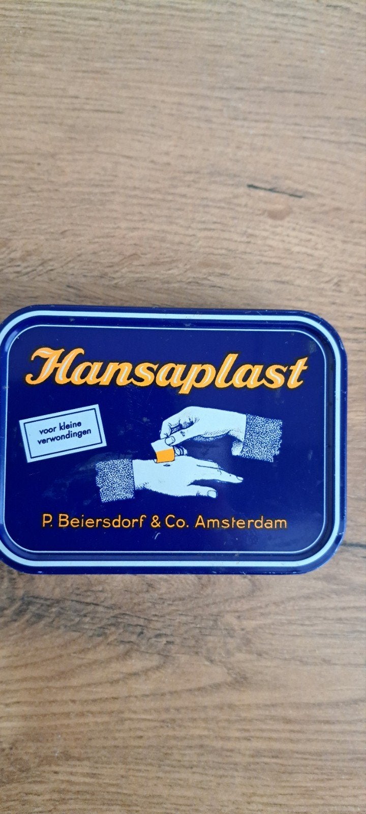 Vintage Hansaplast blikje (leeg) - 75 jaar editie, Verzamelen, Ophalen, Gebruikt, Overige, Overige merken