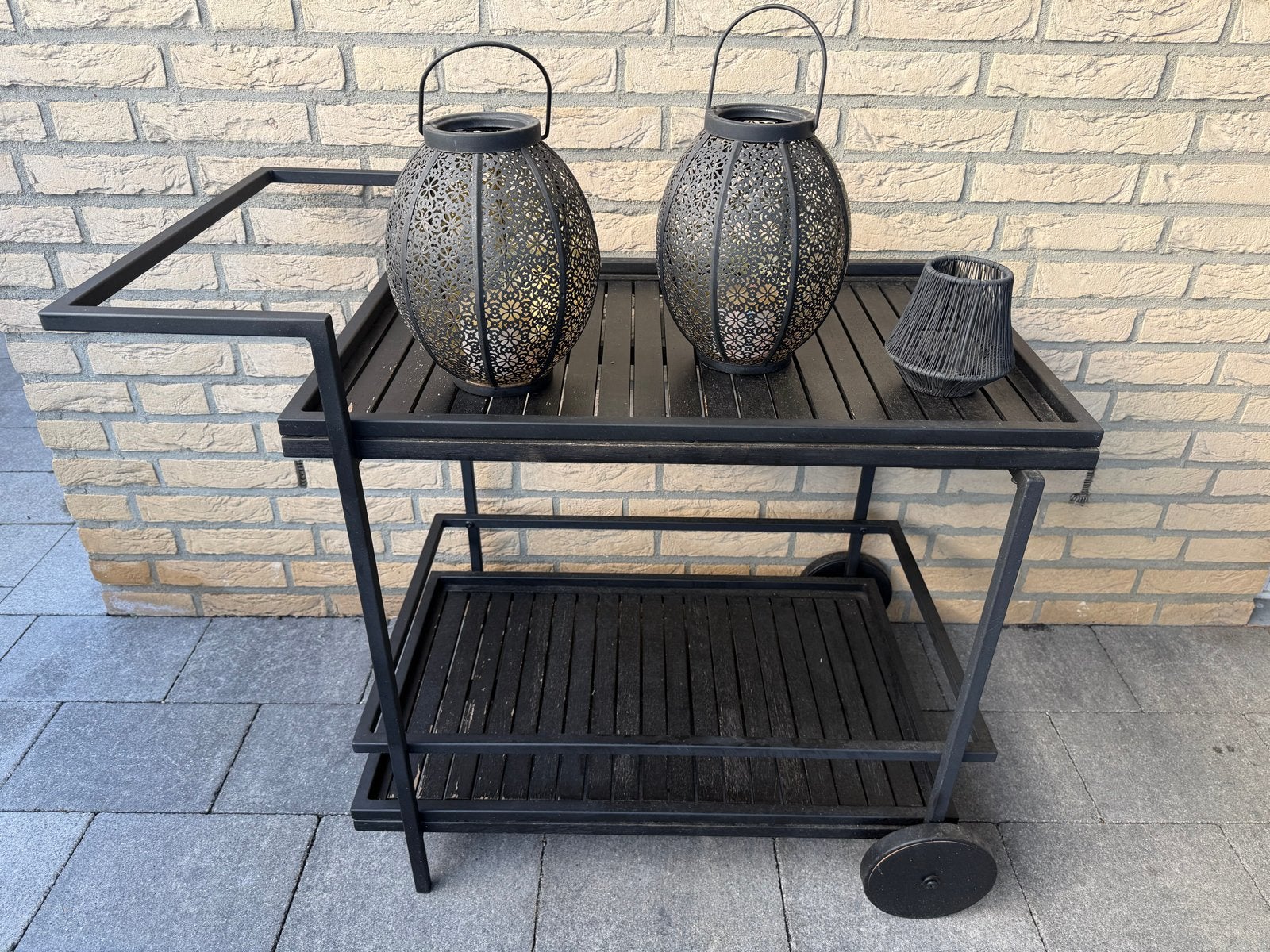 Zwarte serveerwagen/trolley voor buiten, Ophalen of Verzenden, Zo goed als nieuw, Rechthoekig, Metaal