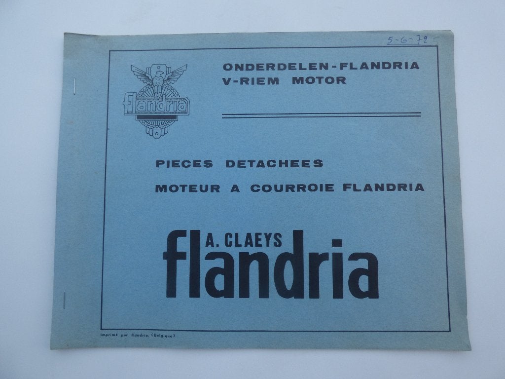 FLANDRIA ONDERDELENLIJST V-RIEM MOTOR, Ophalen of Verzenden, Gebruikt