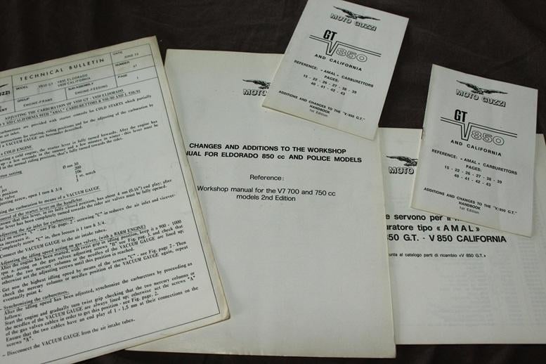 Moto Guzzi  V850 workshop en carburateur supplementen 1973 ?, Ophalen of Verzenden, Moto Guzzi