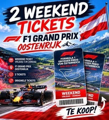 Weekend tickets f1 oostenrijk (Redbulring) 2026, Twee personen, Juni