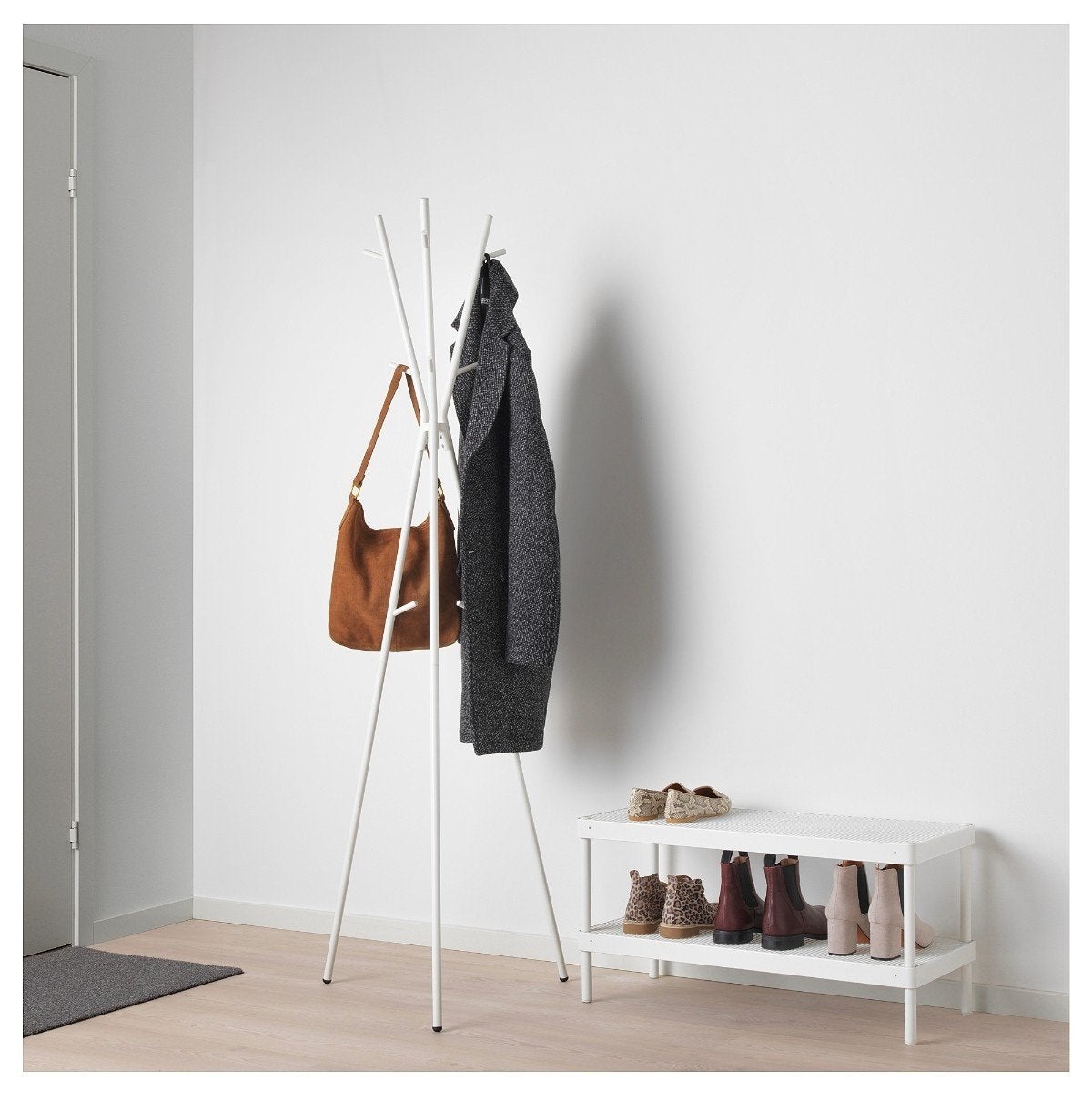 Nieuw: IKEA EKRAR kapstok wit 169 cm, Ophalen, Nieuw, Metaal, Staande kapstok