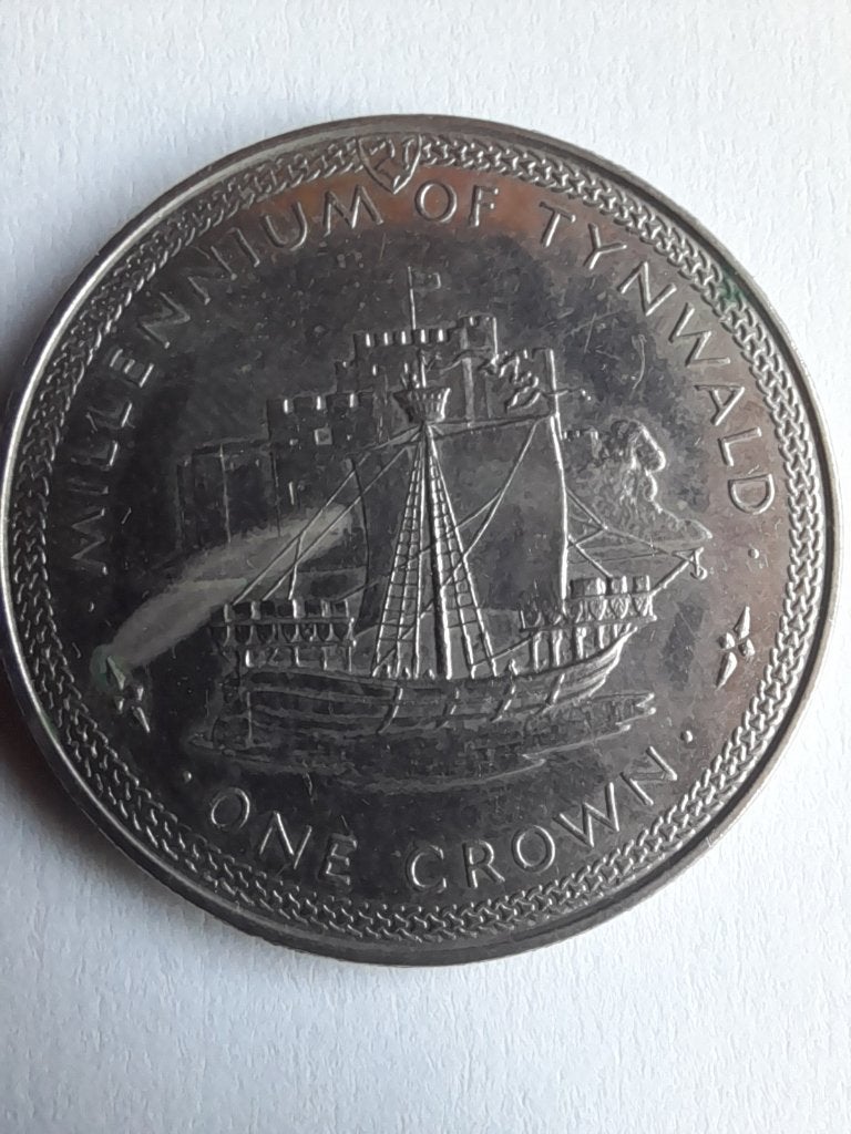 One crown 1979 / isle of man / munt met boot, Ophalen of Verzenden, Overige landen