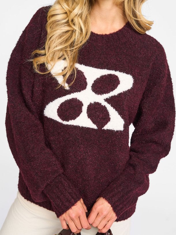 STUDIO AR Kirsten boucle trui dames winter aubergine mt XL, Ophalen of Verzenden, Zo goed als nieuw, Maat 46/48 (XL) of groter
