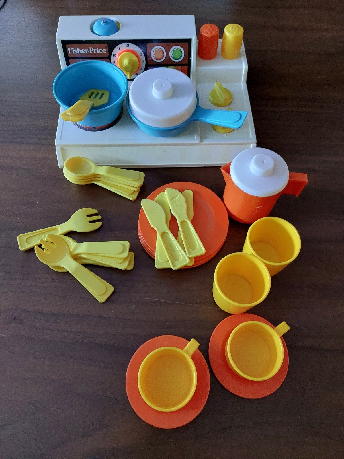 Fisher-Price fornuisje met pannetjes en servies, Ophalen of Verzenden, Gebruikt, Overige typen