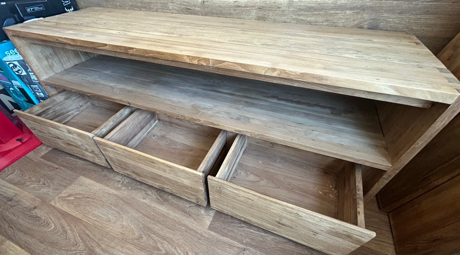 Houten Tv dressoir, Ophalen, Gebruikt, 150 tot 200 cm, Minder dan 100 cm