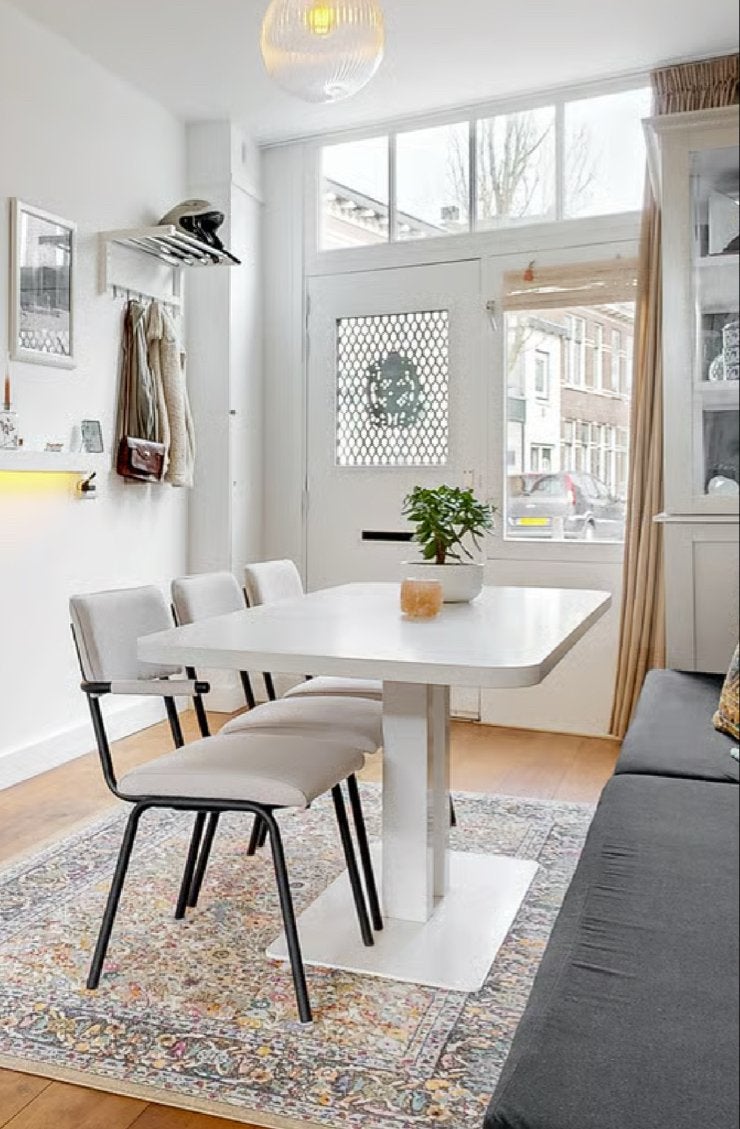 Witte design eettafel met dubbele tafelpoot (180x80 cm), Ophalen, Overige materialen, Gebruikt, 50 tot 100 cm