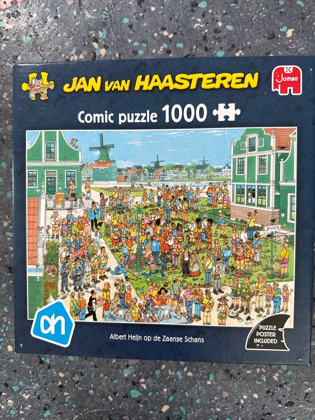 Jan van Haasteren Albert Heijn op de Zaanse Schans 1000 stuk, Ophalen of Verzenden, 500 t/m 1500 stukjes, Zo goed als nieuw, Legpuzzel