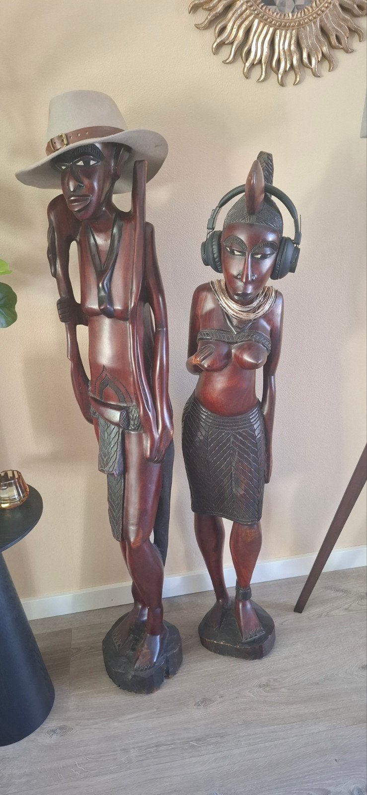 mooie houten dame met kindje en heer, Ophalen, 150 cm, Hout