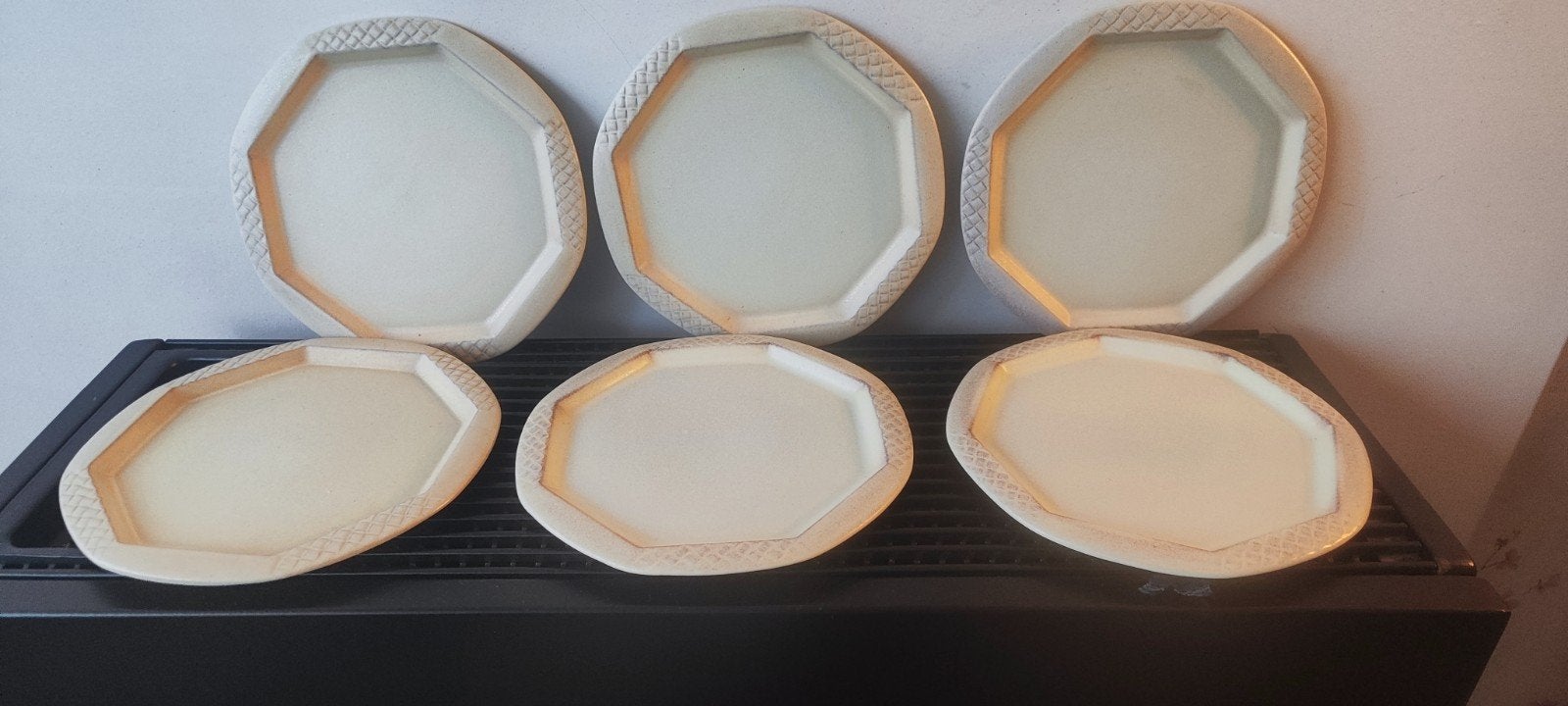 Gerzit 6x crèmekleurig keramieken vintage bord, dm 23 cm, Overige merken, Vintage, Ophalen of Verzenden, Zo goed als nieuw