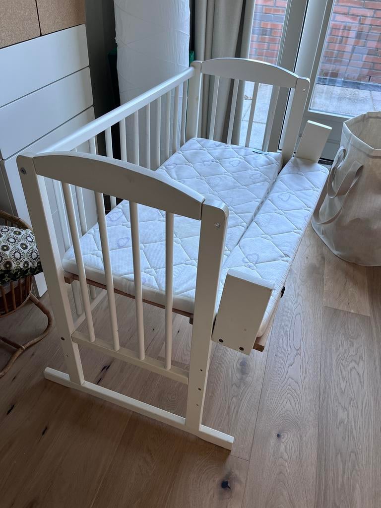 Witte co-sleeper / wiegje - verstelbaar en omvormbaar, Ophalen of Verzenden, Gebruikt, Wieg