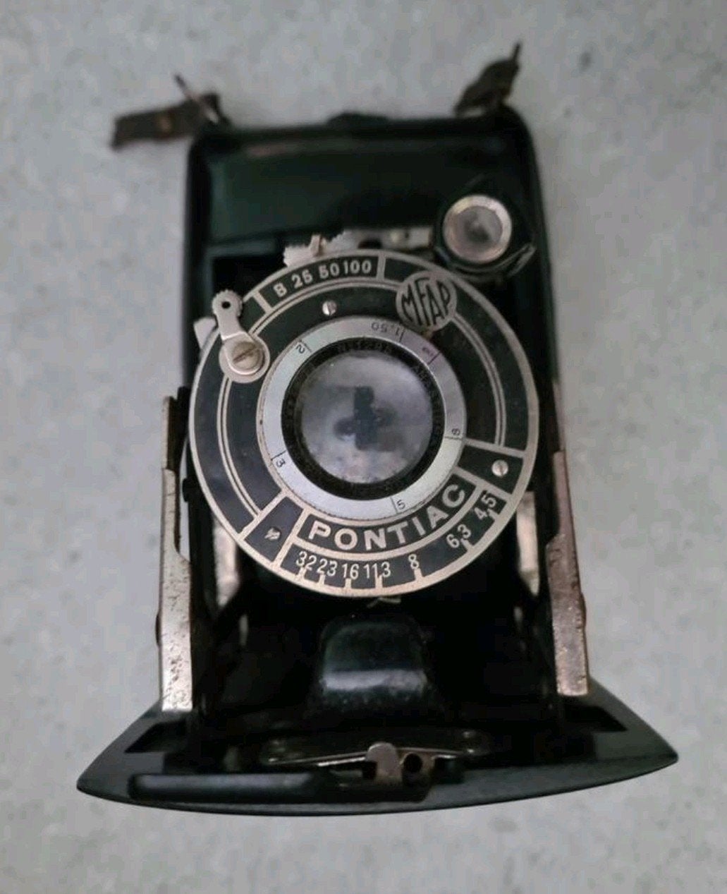 Vintage Pontiac opvouwbare camerajaren 40, Ophalen of Verzenden, Gebruikt, Compact, Overige Merken