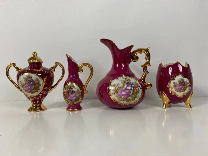 Miniatuur Limoges Porselein Set – 4-delig, Ophalen of Verzenden, Gebruikt, Overige typen