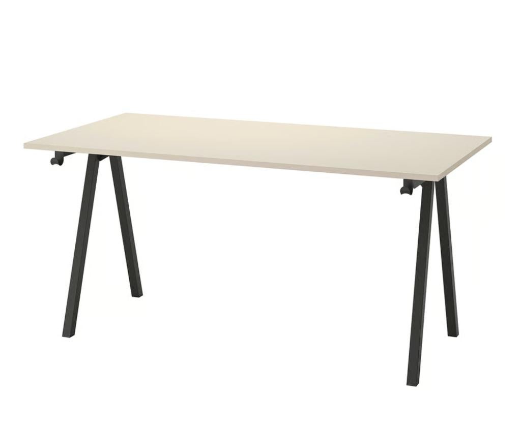 Ikea bureau TROTTEN Bureau, beige/antraciet, 160x80 cm, Huis en Inrichting, Bureaus, Ophalen, Zo goed als nieuw, 80 cm, 160 cm