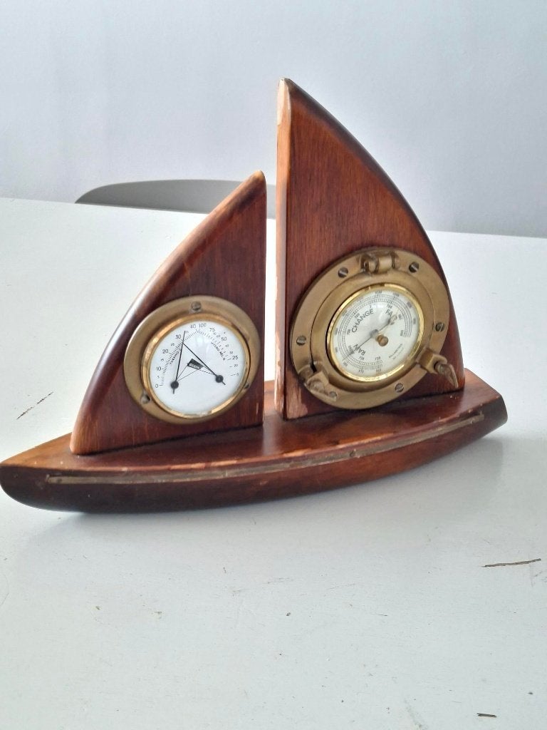vintage barometer weerstation zeilboot yacht opknapper, Ophalen of Verzenden, Gebruikt, Barometer