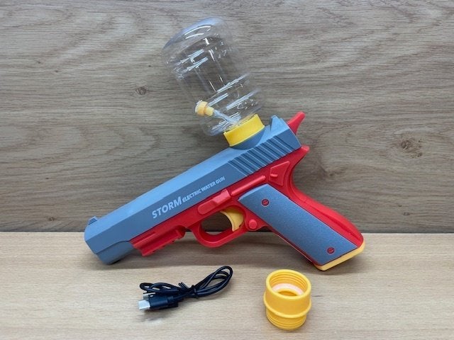 Waterpistool electrisch storm rood-grijs., Eddiys, Espel, Nieuw, Info@eddiys.eu