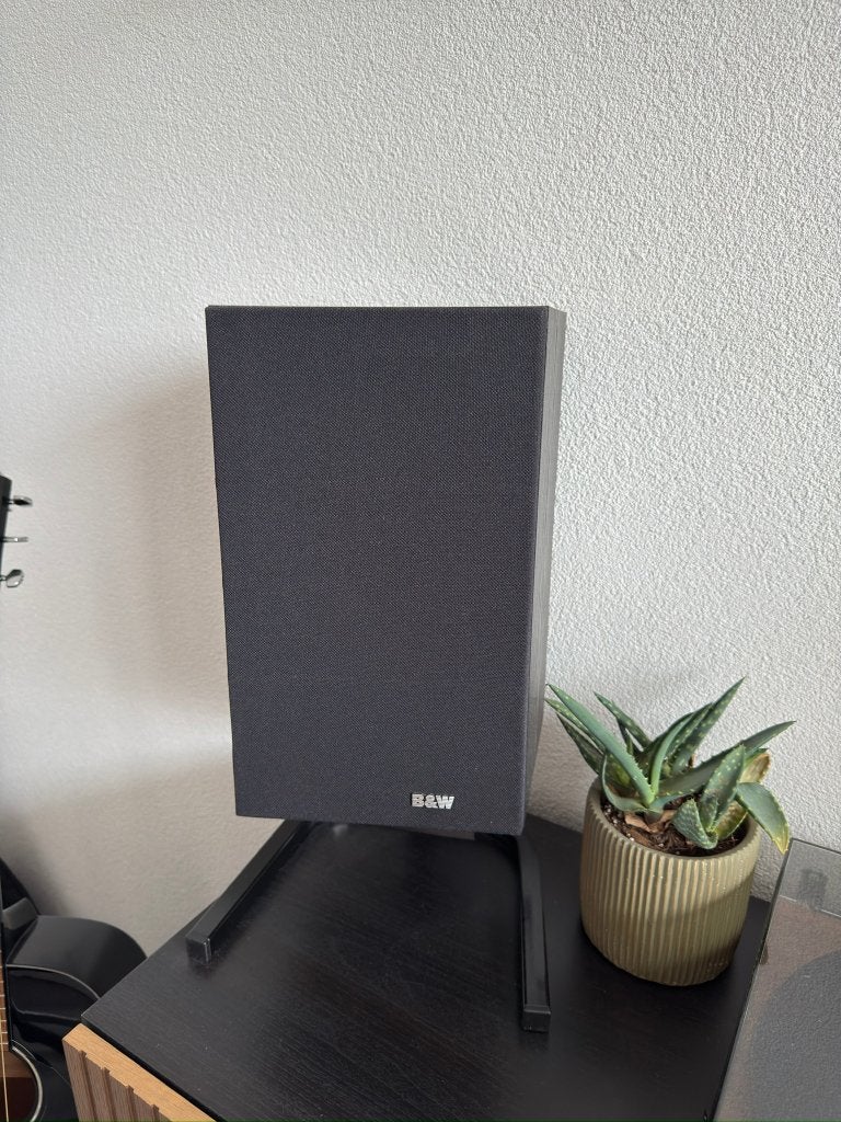 2x Bowers & Wilkins (B&W) 201i speakers + standaard & kabels, Gebruikt, Stofbestendig, Speakerset, Ophalen of Verzenden