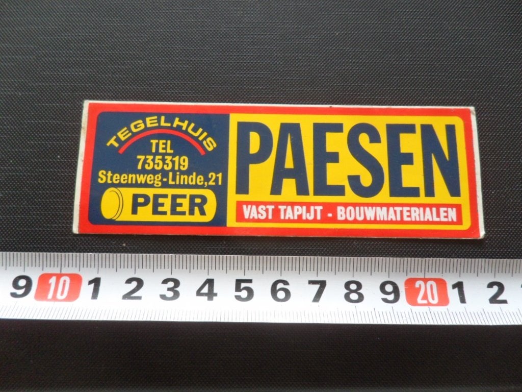 sticker België Peer  PAESEN vast tapijt bouwmaterialen, Verzamelen, Ophalen, Zo goed als nieuw