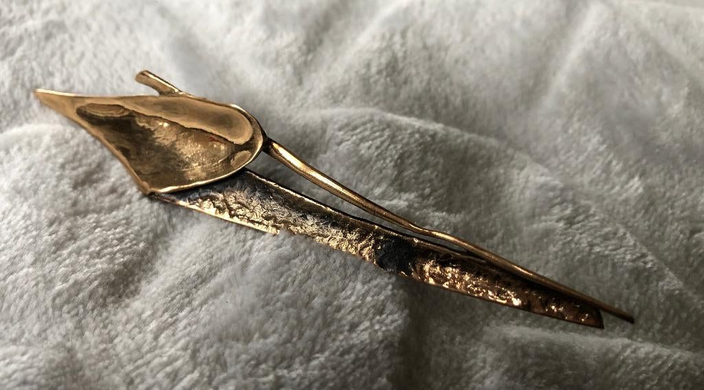 Broche - reversspeld Brons Harry of Harrie Lenferink, 10 cm of meer, Brons, Gebruikt, Ophalen of Verzenden