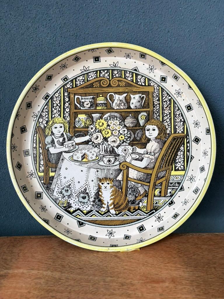 Vintage dienblad 'Tea Party' Pat Albeck stijl, jaren 60 - 70, Ophalen of Verzenden, Huis en Inrichting