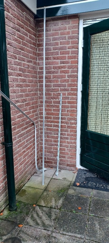 gordijnrail, lang aan één stuk, op maat 2 bochten in gebogen, Huis en Inrichting, Ophalen, Gebruikt, Wit, Metaal