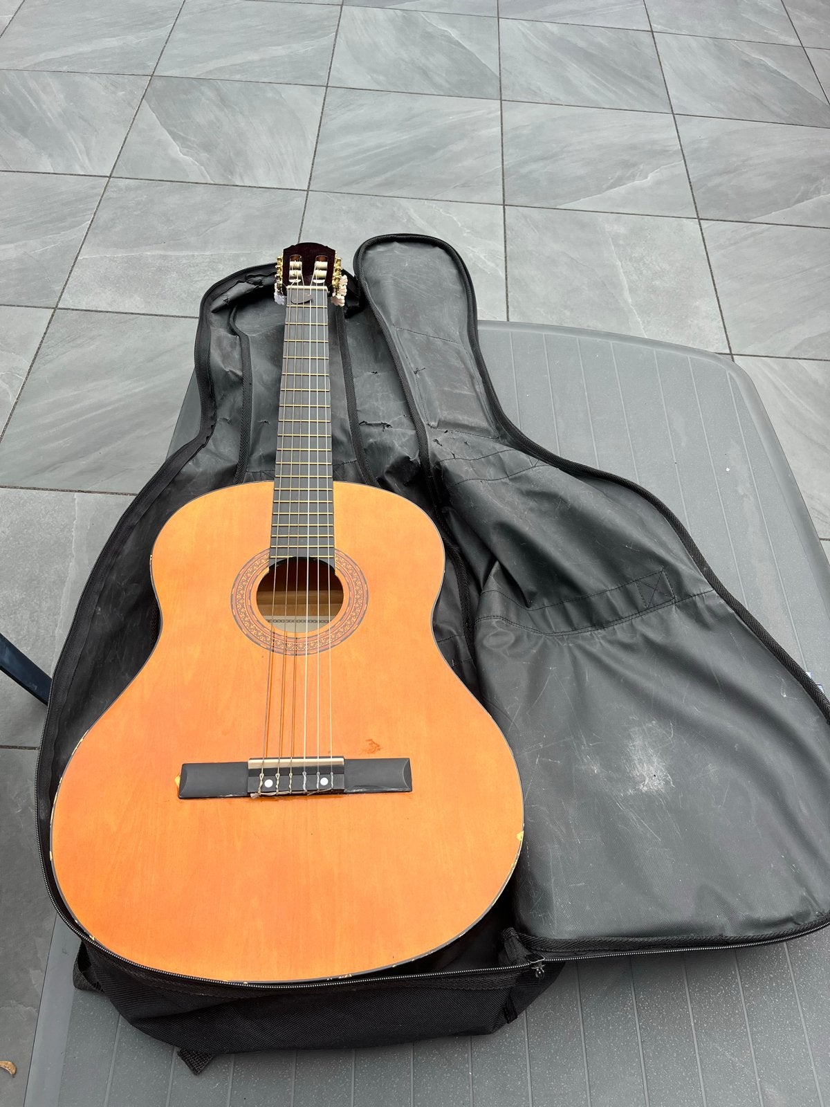 Klassieke gitaar met hoes, Ophalen of Verzenden, Gebruikt, Klassieke of Spaanse gitaar, Met koffer