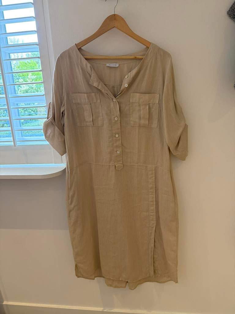 Rosso35 Linnen Jurk Beige Maat M, Kleding | Dames, Maat 38/40 (M), Beige, Ophalen of Verzenden, Zo goed als nieuw