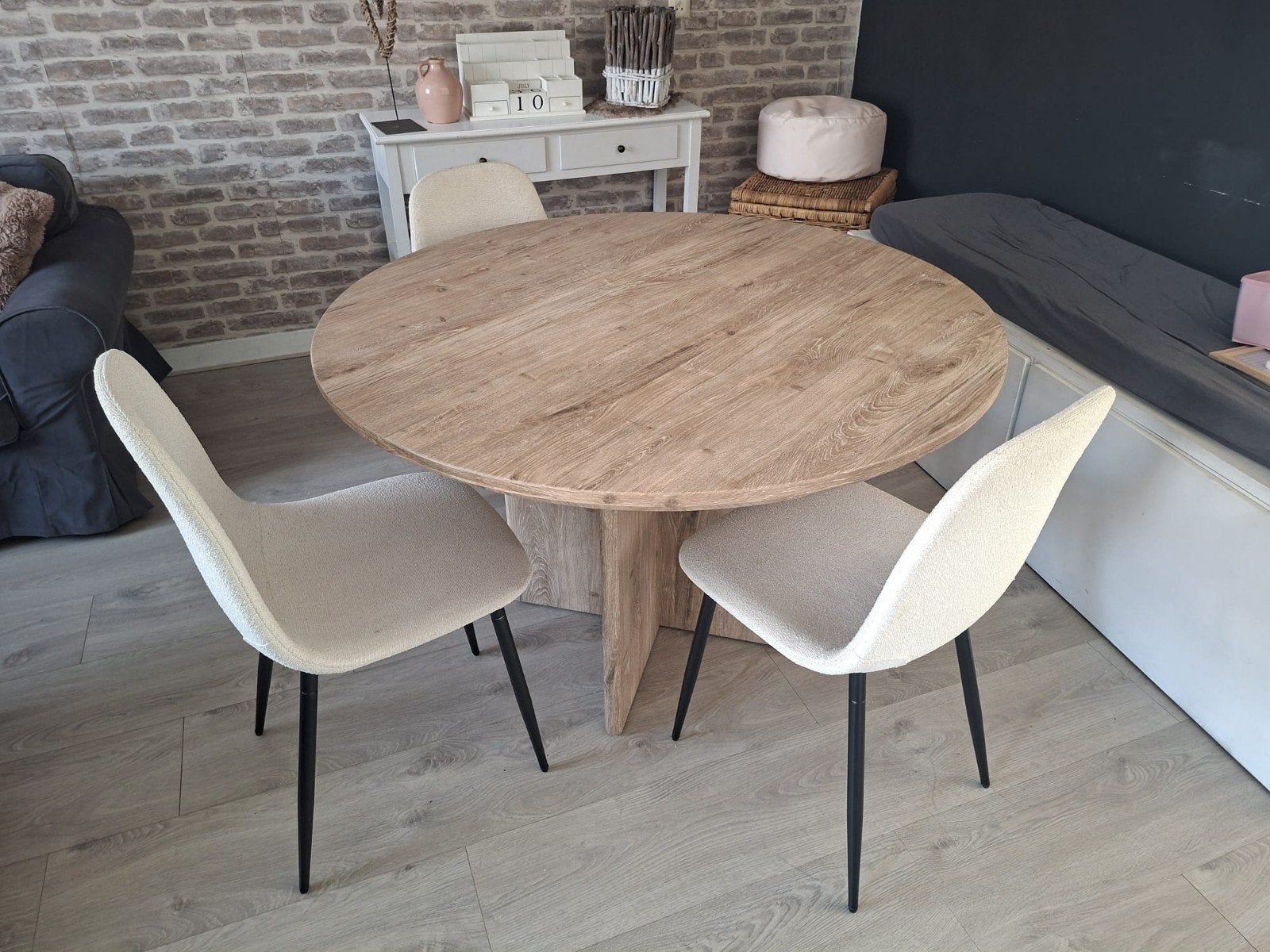 Moderne eettafel hout zonder stoelen, Huis en Inrichting, Stoelen, Ophalen, Gebruikt, Overige kleuren, Modern