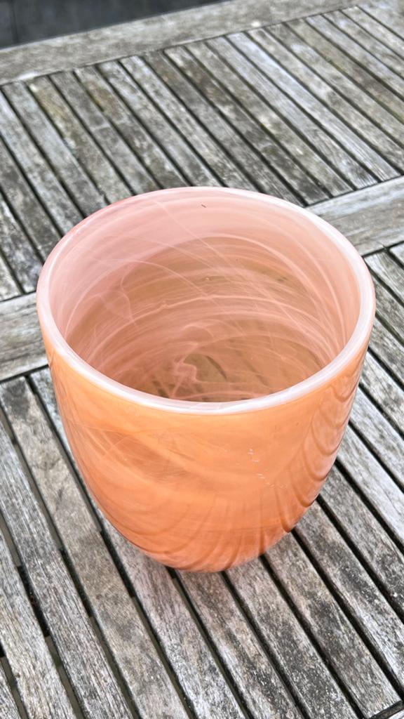 Oranje glazen vaas, Oranje, Ophalen of Verzenden, Minder dan 50 cm, Glas