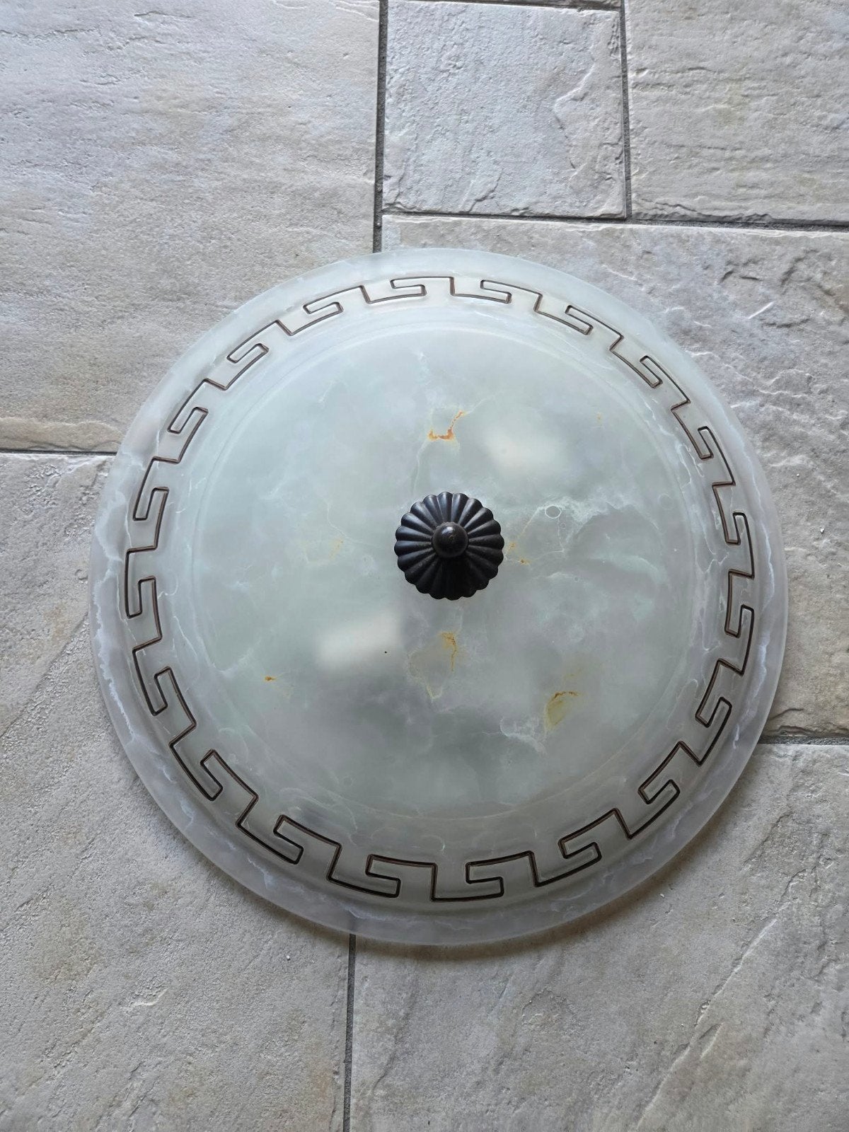 Glazen Plafonnière met Decoratieve Rand, Ophalen, Gebruikt, Overige stijlen, Glas