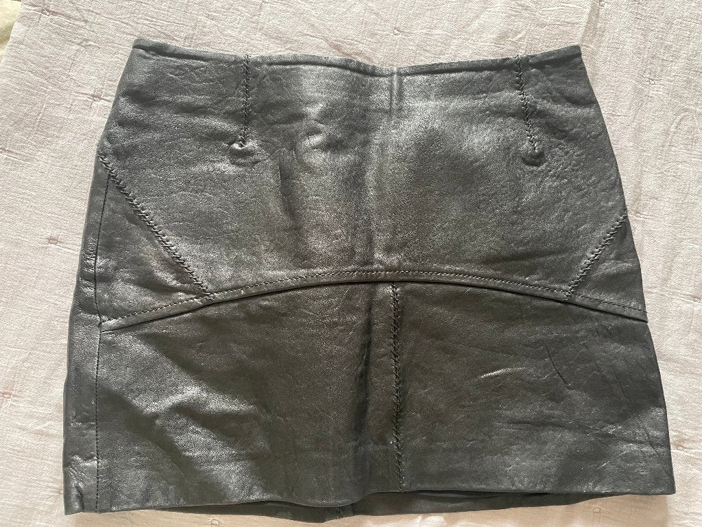 Denham Zwart Leren Rok - Zo goed als nieuw, Maat 38/40 (M), Denham, Zwart, Ophalen of Verzenden