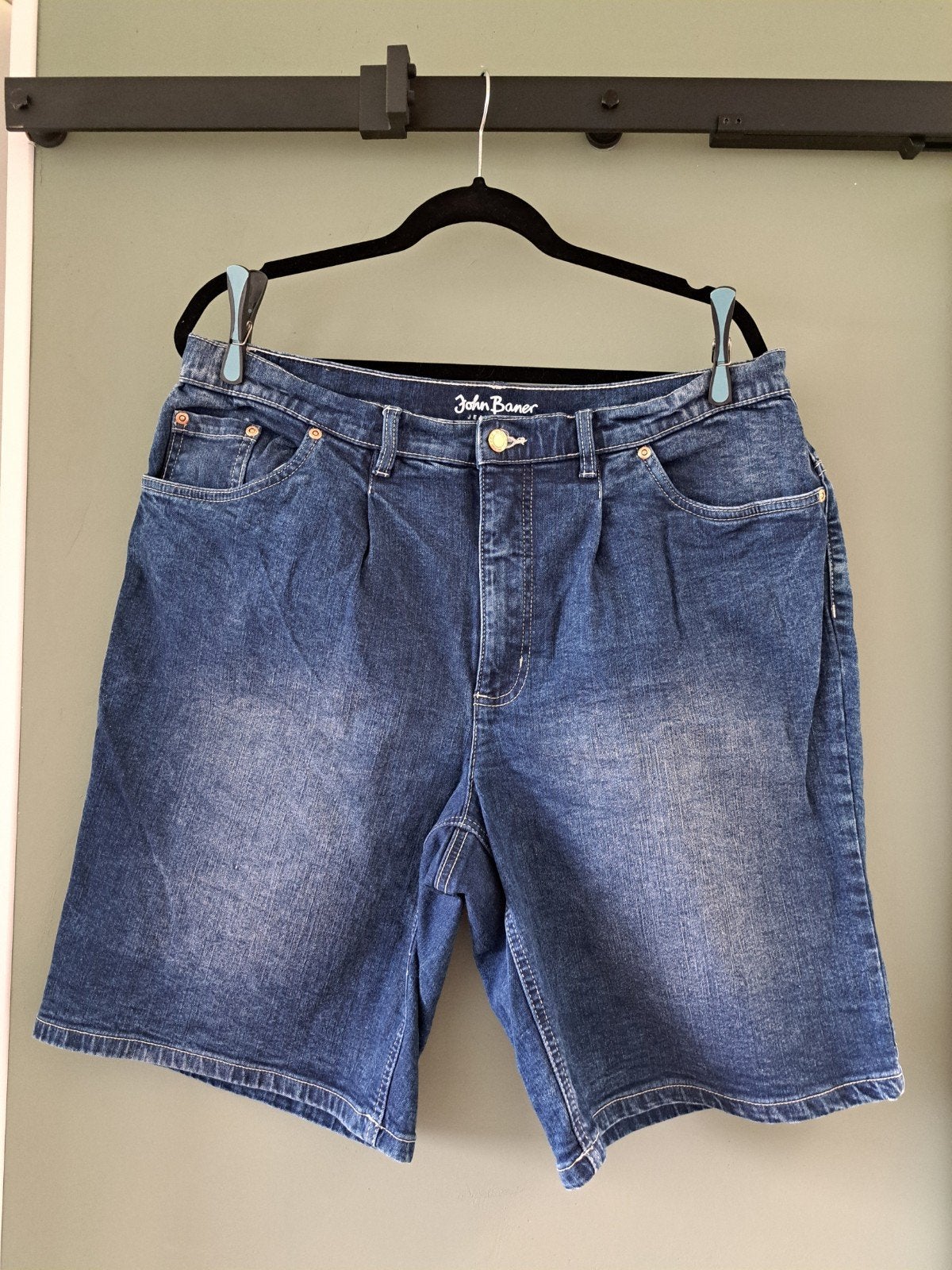 Zgan. dames korte spijkerbroek mt. 46 John Baner + GRATIS 2e, Blauw, John Baner, Overige jeansmaten, Ophalen of Verzenden