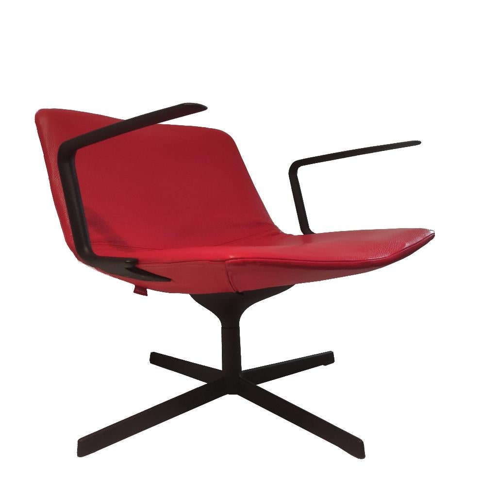 Fantastische moderne leren Arper Catifa design draaifauteuil, Huis en Inrichting, Fauteuils, Ophalen, Gebruikt, Leer, 75 tot 100 cm