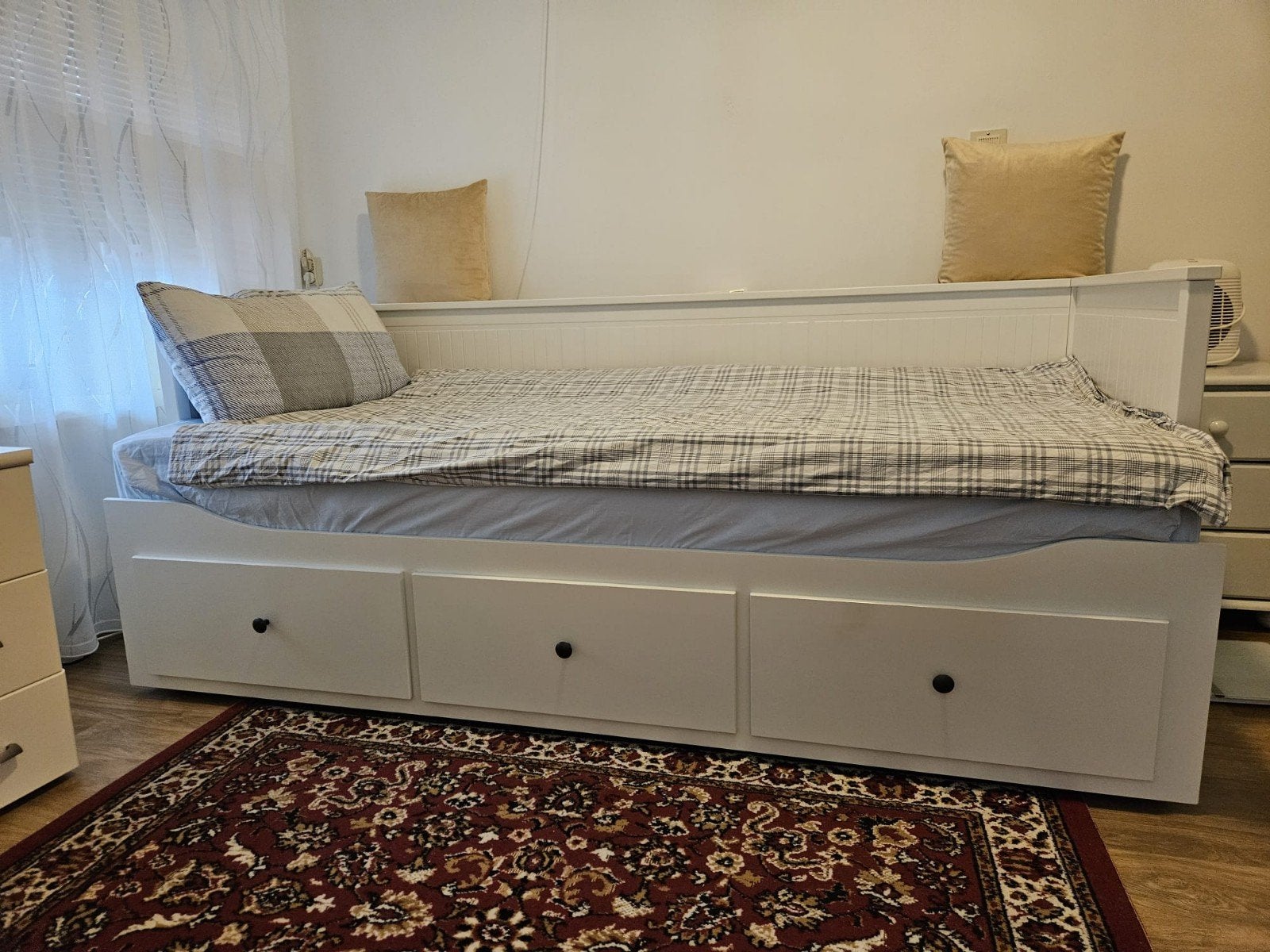 NIEUW!!! IKEA HEMNES Bedbank met 3 lades en matras NIEUW!!!, Ophalen, Eenpersoons, Wit, Zo goed als nieuw
