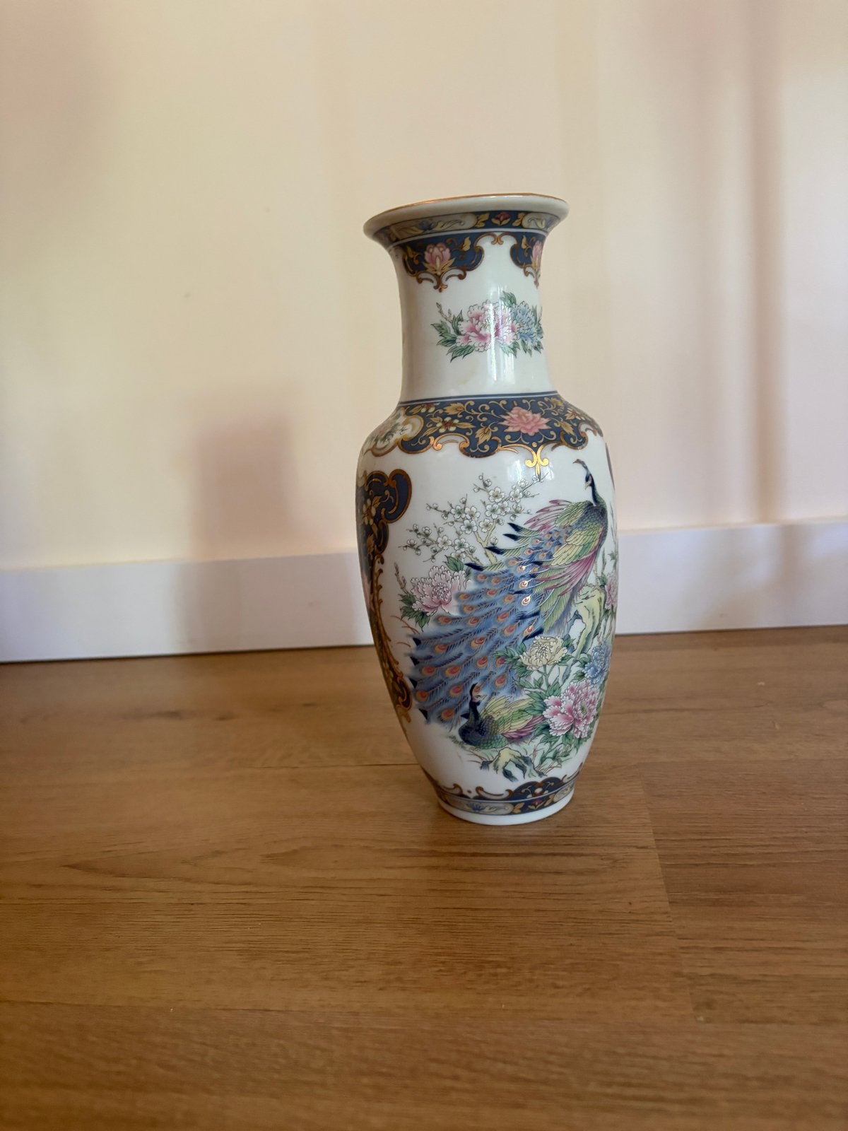 Decoratieve Vaas met Pauwen en Bloemen - VAGA International, Ophalen of Verzenden