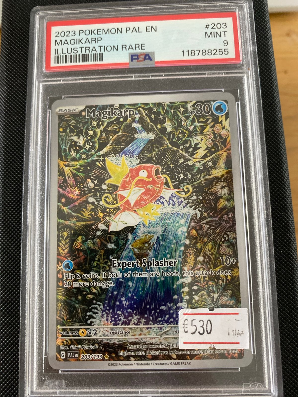 2023 Pokémon Magikarp Illustration Rare PSA 9 Mint, Ophalen of Verzenden, Zo goed als nieuw, Losse kaart