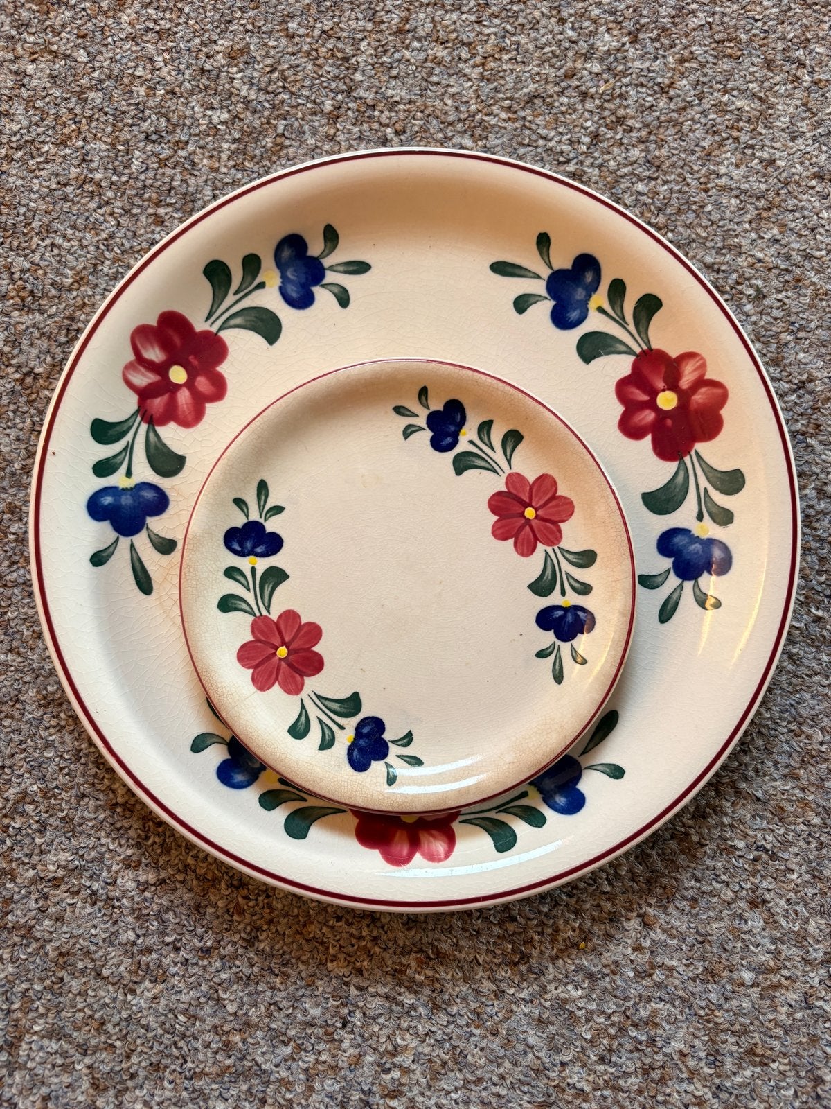 Vintage Bouquet Handpainted borden set (2 stuks), Antiek en Kunst, Ophalen of Verzenden