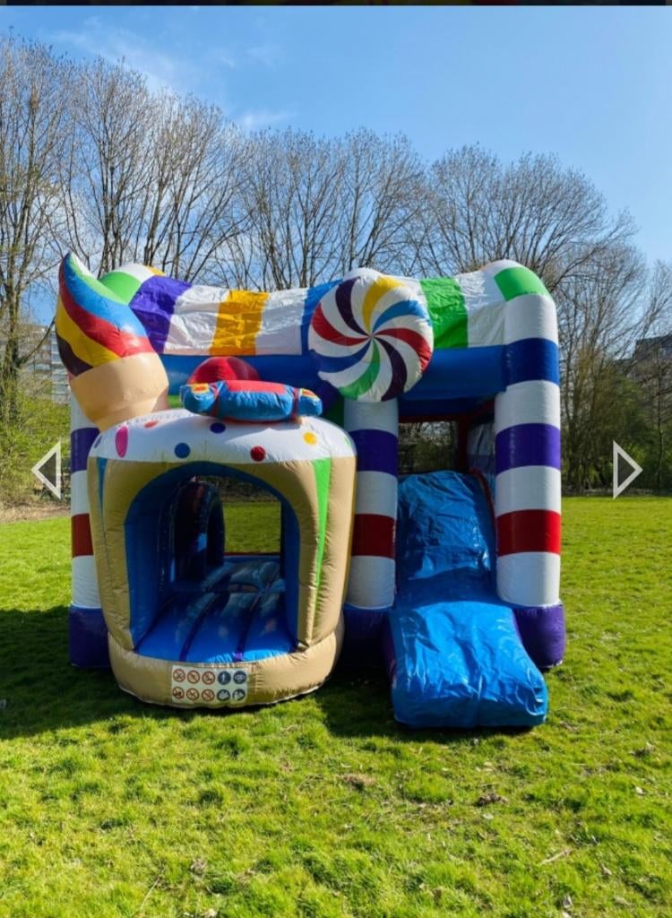 Springkussen huren kinderfeest thema luchtkussen, Hobby en Vrije tijd, Feestartikelen | Verhuur, Ophalen, Zo goed als nieuw, Verjaardag