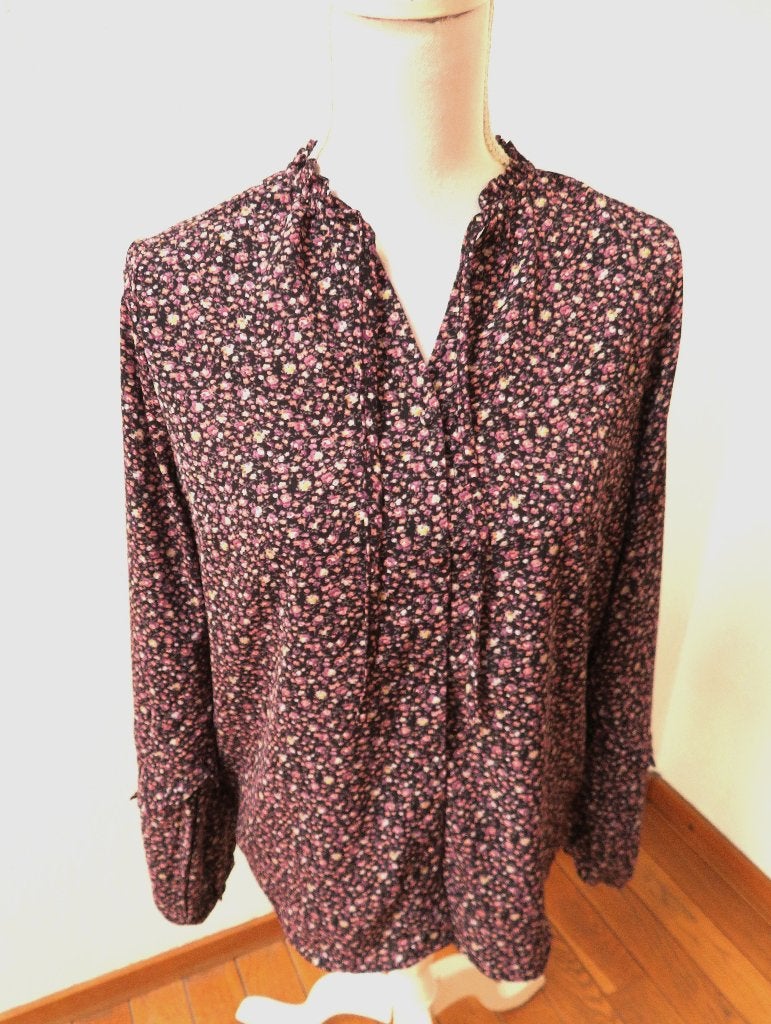 Z32 LOFTY MANNER blouse zwart roze L = 38/40, Maat 38/40 (M), Lofty Manner, Ophalen of Verzenden, Zo goed als nieuw