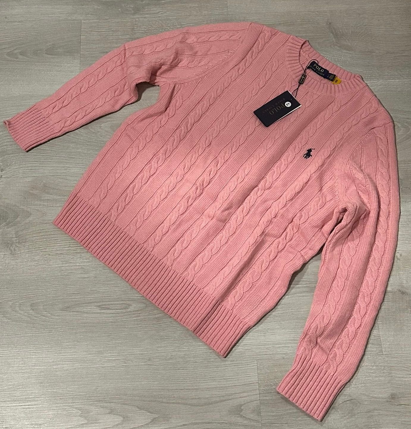 Ralph Lauren Kabeltrui - Roze - L, Ophalen of Verzenden, Nieuw, Maat 52/54 (L), Roze