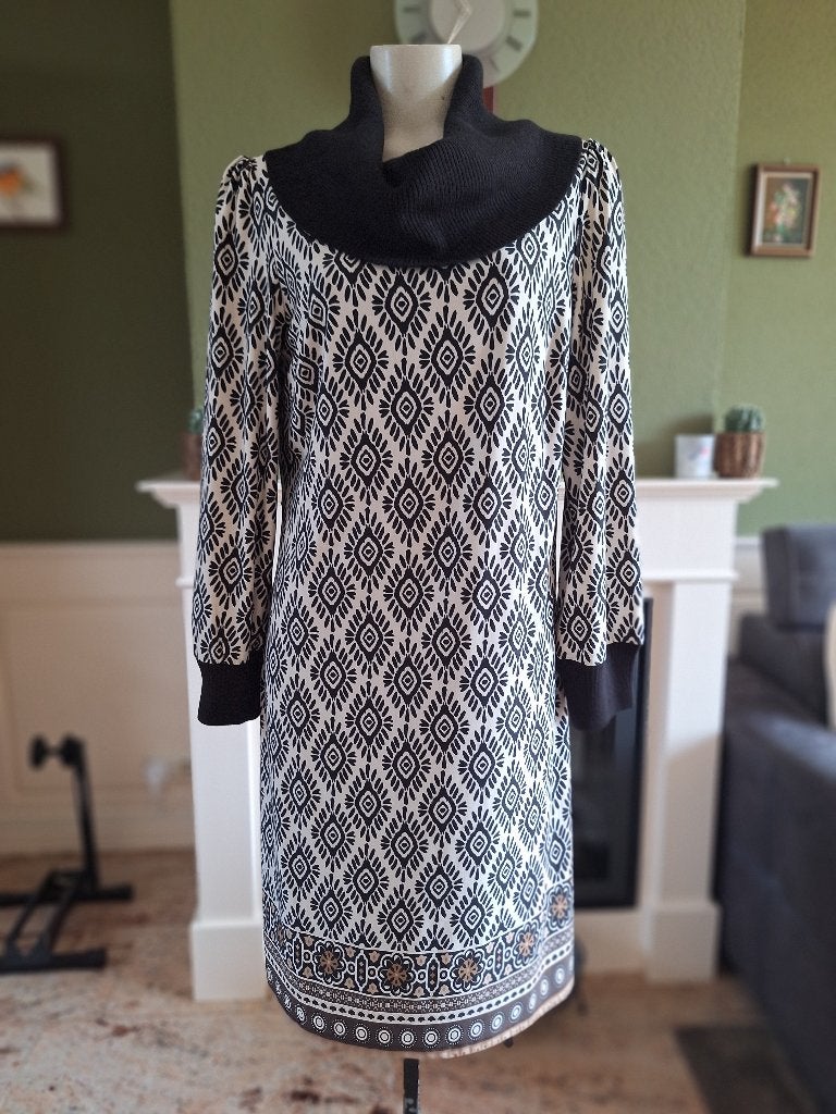 K-Design crème zwarte jurk trui L, K-design, Verzenden, Zwart, Maat 42/44 (L)