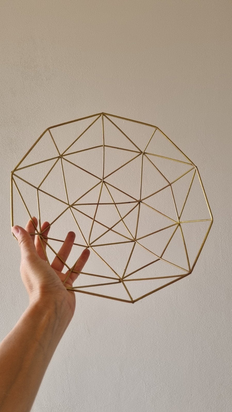 Gouden bronze metalen schaal - Geometrisch design, Schaal, Ophalen of Verzenden, Zo goed als nieuw, Metaal